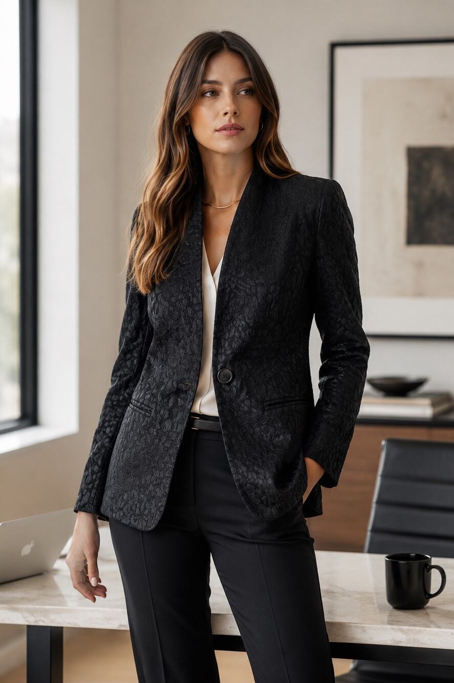 Suncoo Paris Manteau Edwin Black Leopard Print Blazer Jacket Size T0 (XS)